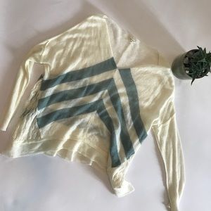 Lightweight Chevron Sweater - Blue & Cream